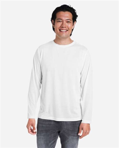 White Unisex Fusion ChromaSoft™ Performance Long Sleeve T-Shirt - CE111L