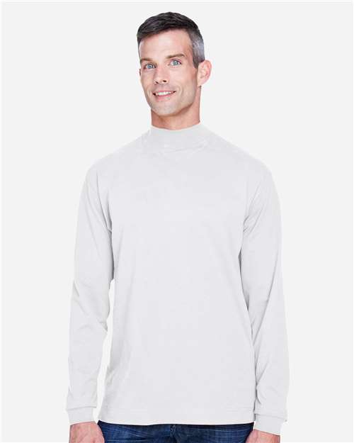 White Unisex Sueded Jersey Mock Neck T-Shirt - D420