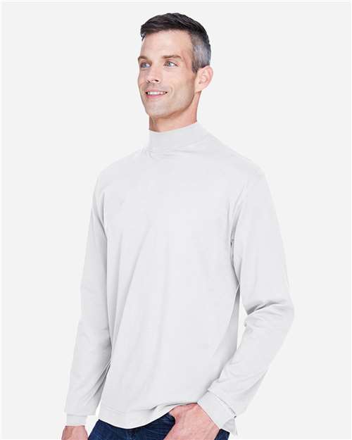 White Unisex Sueded Jersey Mock Neck T-Shirt - D420