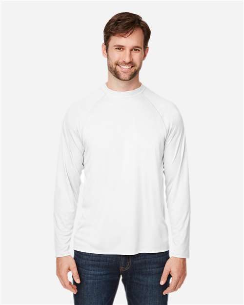 White Unisex Ultra UVP™ Marina Raglan Long Sleeve T-Shirt - CE110
