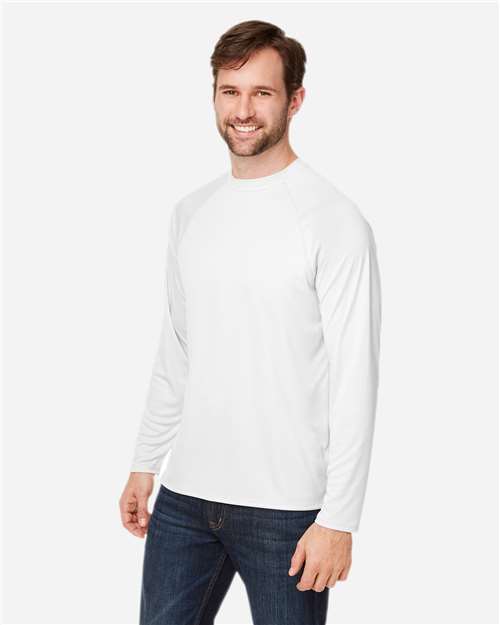 White Unisex Ultra UVP™ Marina Raglan Long Sleeve T-Shirt - CE110