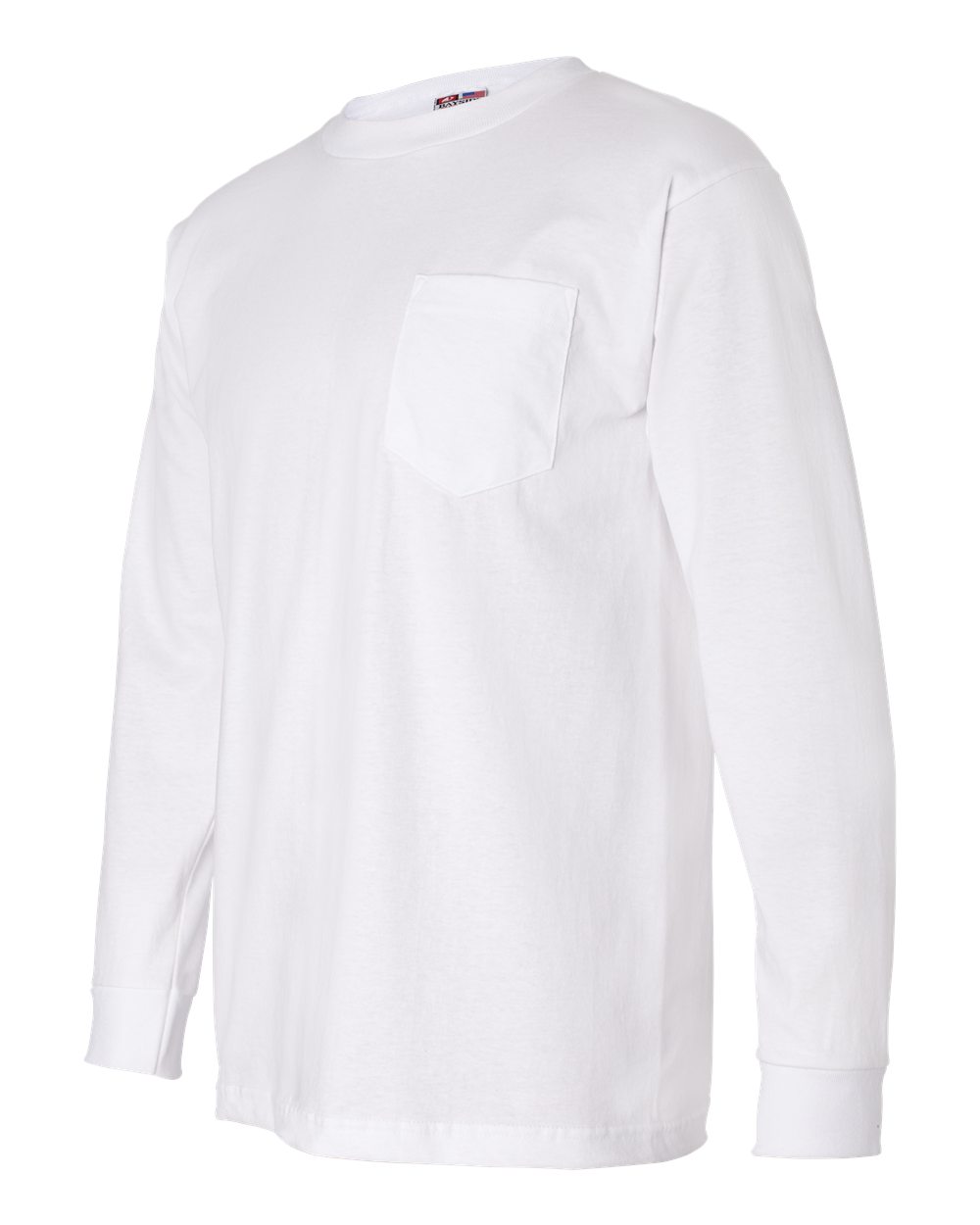 White USA-Made Long Sleeve Pocket T-Shirt - 8100
