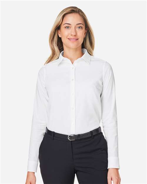 White Women's CrownLux Performance® Spencer Poplin Dress Shirt - DG505W