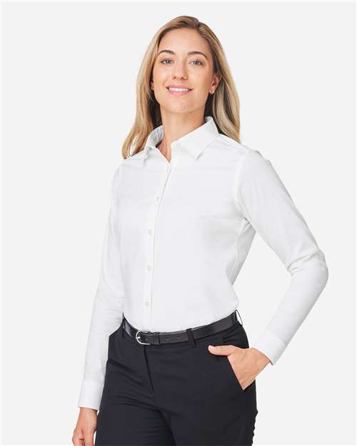 White Women's CrownLux Performance® Spencer Poplin Dress Shirt - DG505W