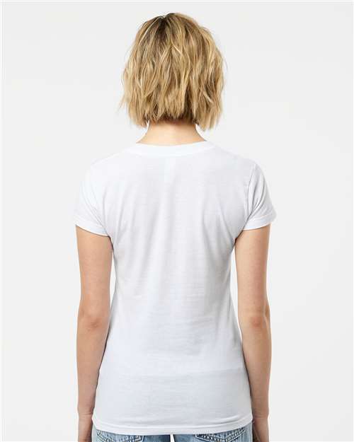 White Women's Fine Jersey V-Neck T-Shirt - 214