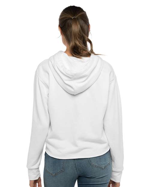 White Women's Laguna Sueded Raw Edge Crop Hoodie - 9384