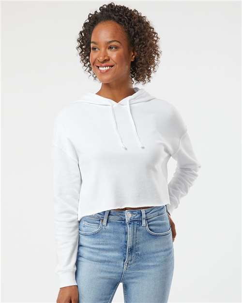 White Women’s Lightweight Crop Hooded Sweatshirt - AFX64CRP