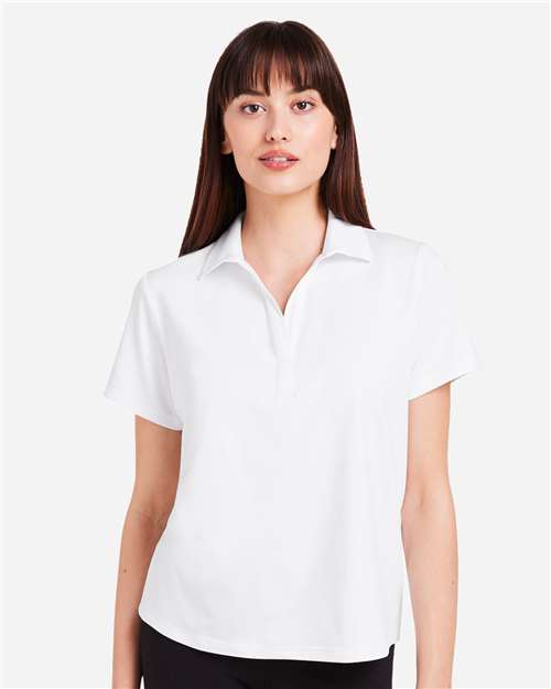White Women's Marbled Fairway Polo - PDP7058