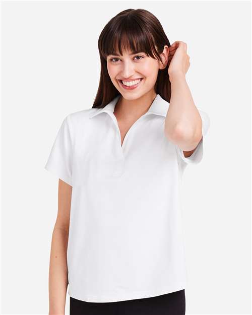 White Women's Marbled Fairway Polo - PDP7058