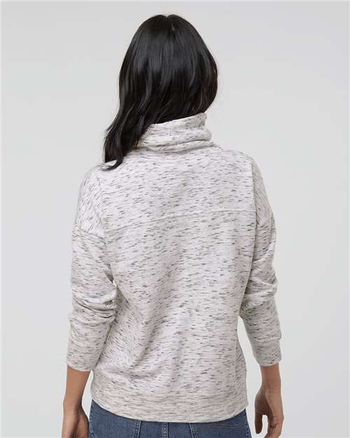White Women’s Mélange Fleece Cowl Neck Sweatshirt - 8673