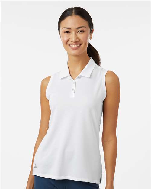 White Women's Ottoman Sleeveless Polo - A1005