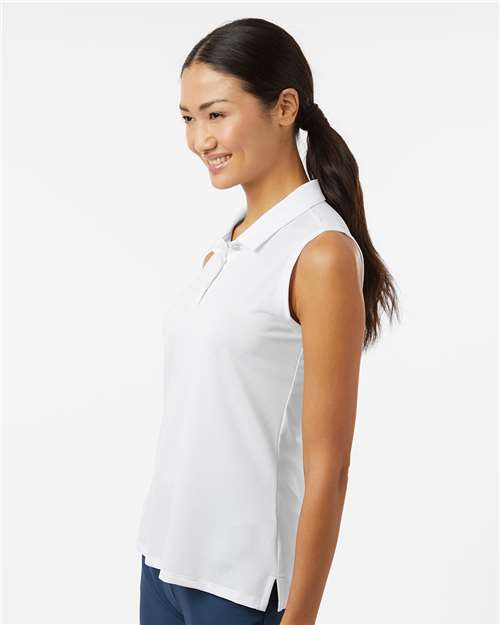 White Women's Ottoman Sleeveless Polo - A1005