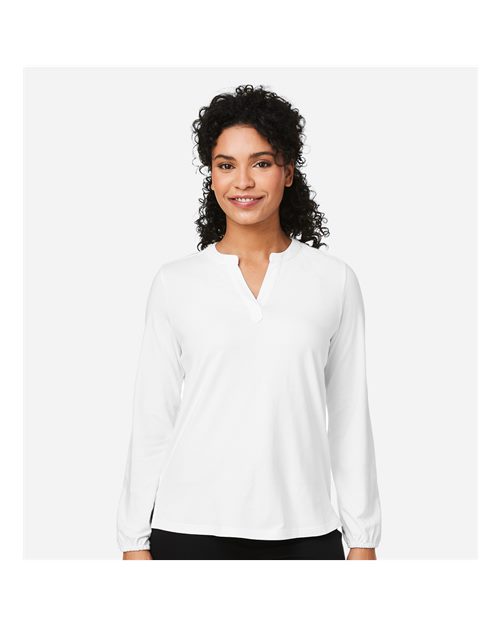 White Women's Raleigh Half-Placket Knit Top - DP122W