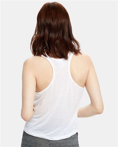 White Women's Sheer Cropped Racer Tank Top - US510