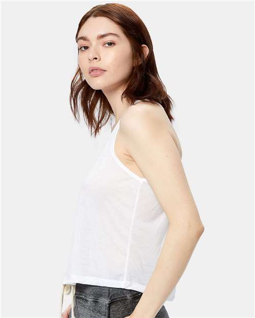 White Women's Sheer Cropped Racer Tank Top - US510