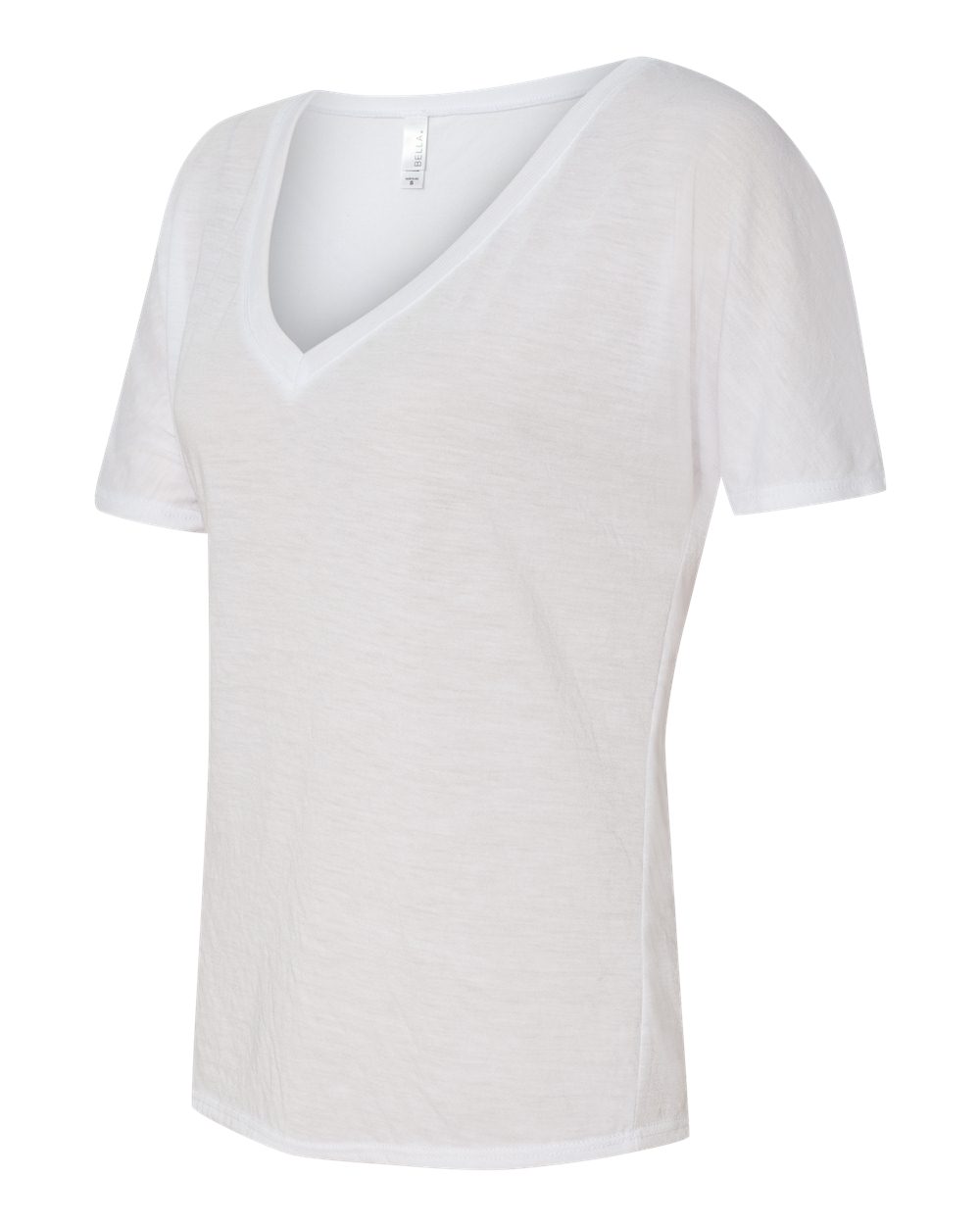 White Women’s Slouchy V-Neck Tee - 8815