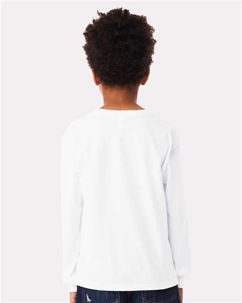White Youth 6oz. Heavyweight Long Sleeve Tee - 3511Y