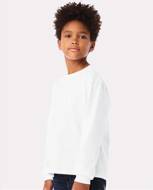 White Youth 6oz. Heavyweight Long Sleeve Tee - 3511Y