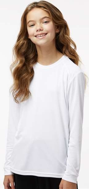 White Youth Long Islander Performance Long Sleeve T-Shirt - 218Y