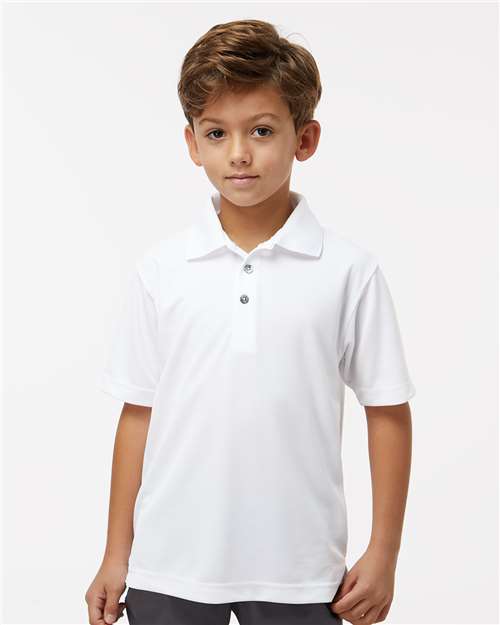 White Youth Saratoga Performance Mini Mesh Polo - 108Y