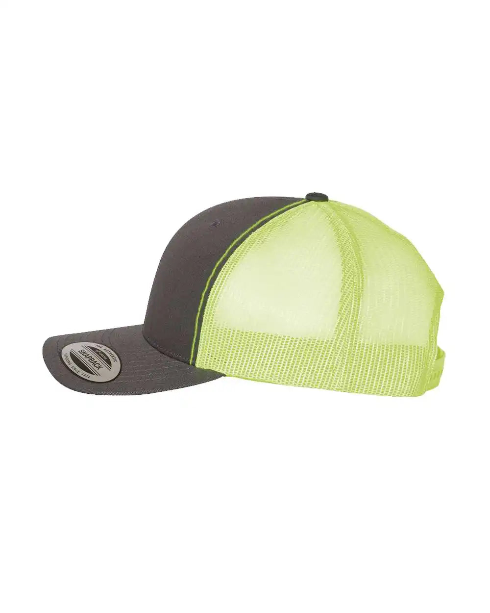 Yp Classics 6606 Retro Trucker Cap - Charcoal Neon Green - Charcoal/ / Adjustable