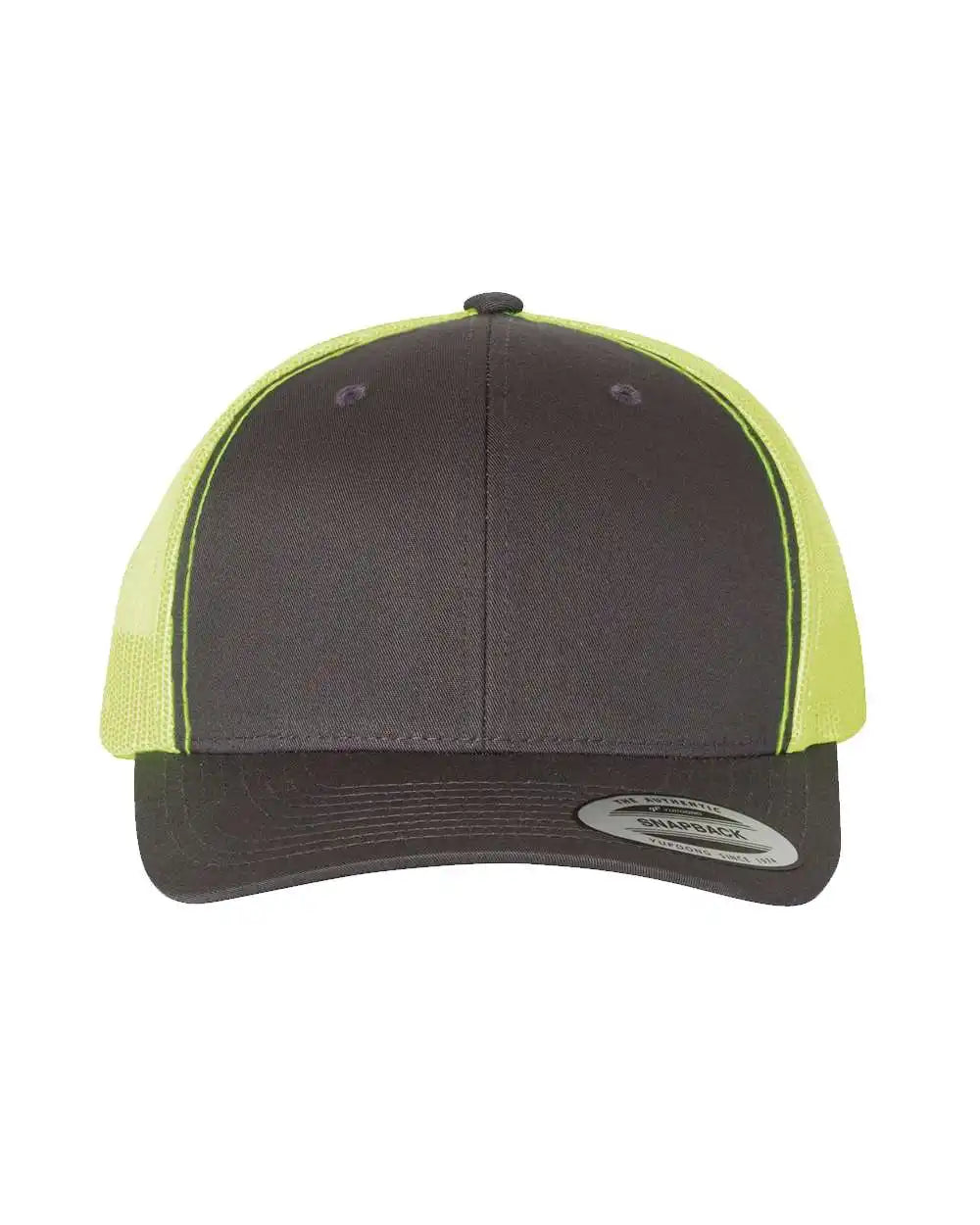 Yp Classics 6606 Retro Trucker Cap - Charcoal Neon Green - Charcoal/ / Adjustable