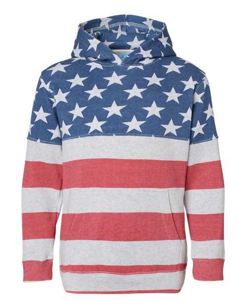 J. America 8880 Youth Triblend Fleece Hooded Sweatshirt - Stars & Stripes Triblend - HIT a Double - 1