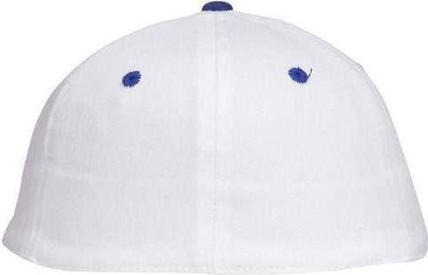 OTTO 11-018 Stretchable Deluxe Brushed Cotton Twill 6 Panel Low Profile Pro Style Cap - Royal White - HIT a Double - 1