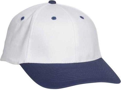 OTTO 11-018 Stretchable Deluxe Brushed Cotton Twill 6 Panel Low Profile Pro Style Cap - Navy White - HIT a Double - 1