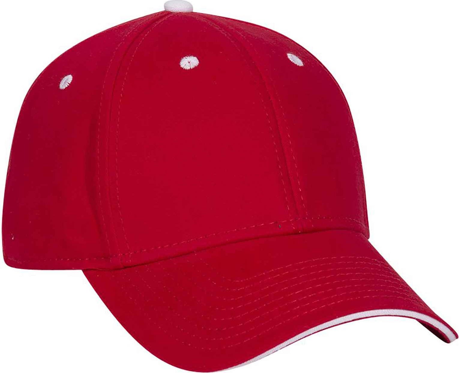 OTTO 12-267 Stretchable Deluxe Brushed Cotton Twill Sandwich Visor Low Profile Pro Style Cap S/M - Red Red White - HIT a Double - 1
