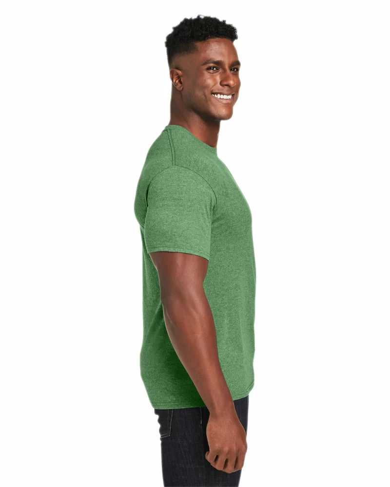 Hanes 42TB Perfect-T Triblend T-Shirt - True Green Heather - HIT a Double - 1