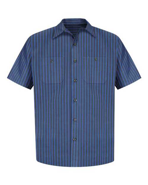 Red Kap SP24 Industrial Short Sleeve Work Shirt - Gray Blue Stripe - HIT a Double - 1