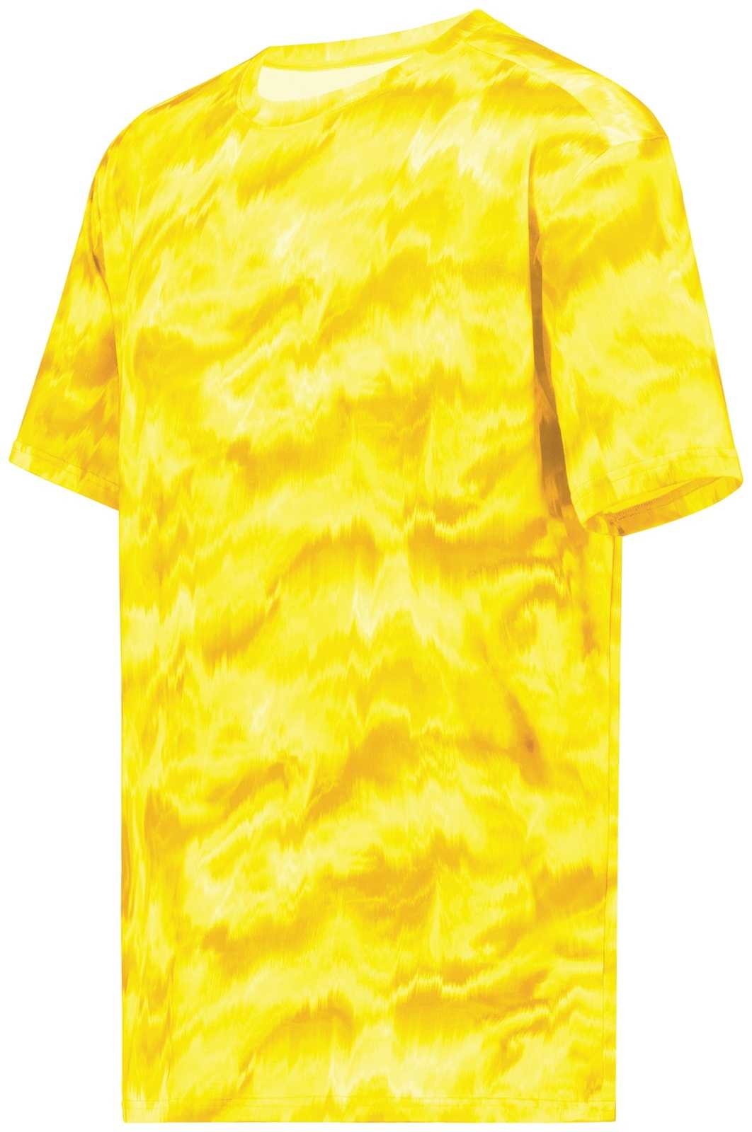 Holloway 222696 Youth Stock Cotton Touch Poly Tee - Gold Shockwave Print - HIT a Double
