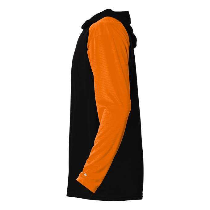 Badger Sport 2235 Breakout Youth Hoodie Tee - Black Safety Orange - HIT a Double - 1