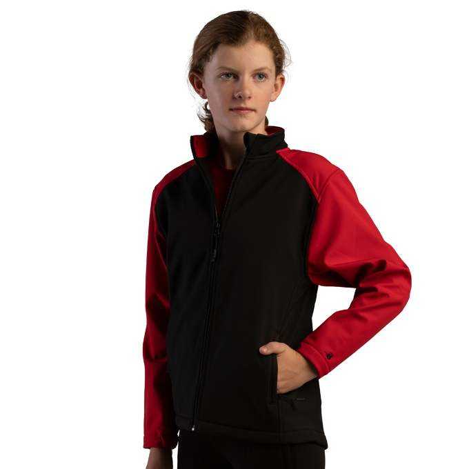Badger Sport 7650 Sport Soft Shell Jacket - Black Red - HIT a Double - 1