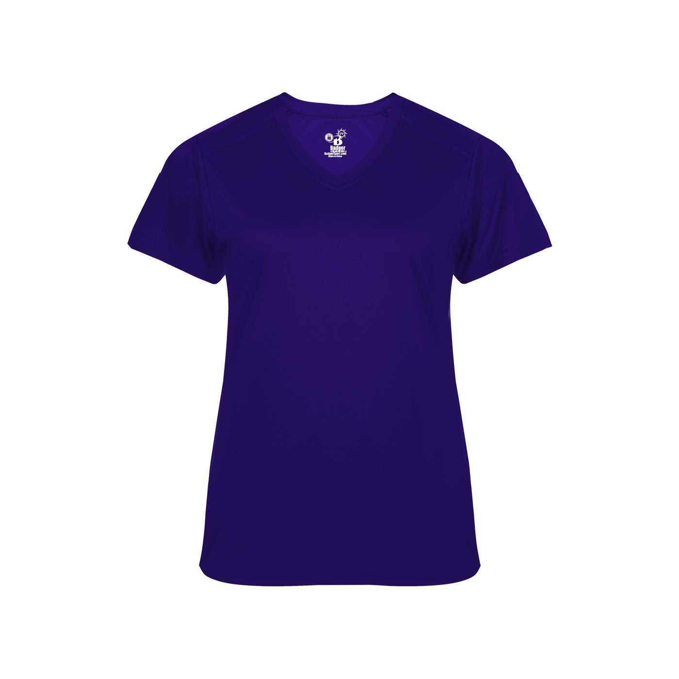 Badger Sport 4062 Ultimate Softlock Ladies V-neck Short Sleeve Tee - Purple - HIT a Double - 1