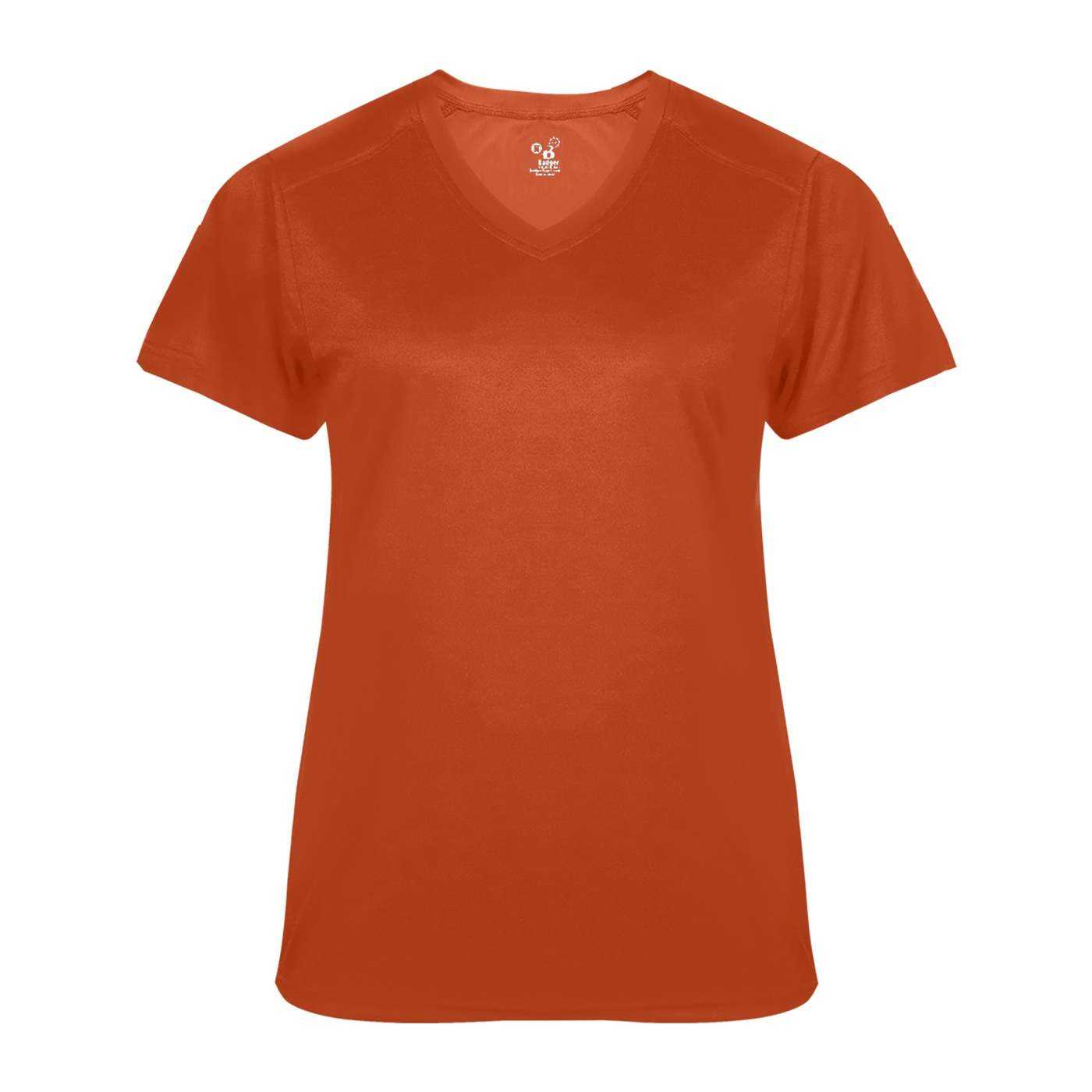 Badger Sport 4062 Ultimate Softlock Ladies V-neck Short Sleeve Tee - Orange - HIT a Double - 1