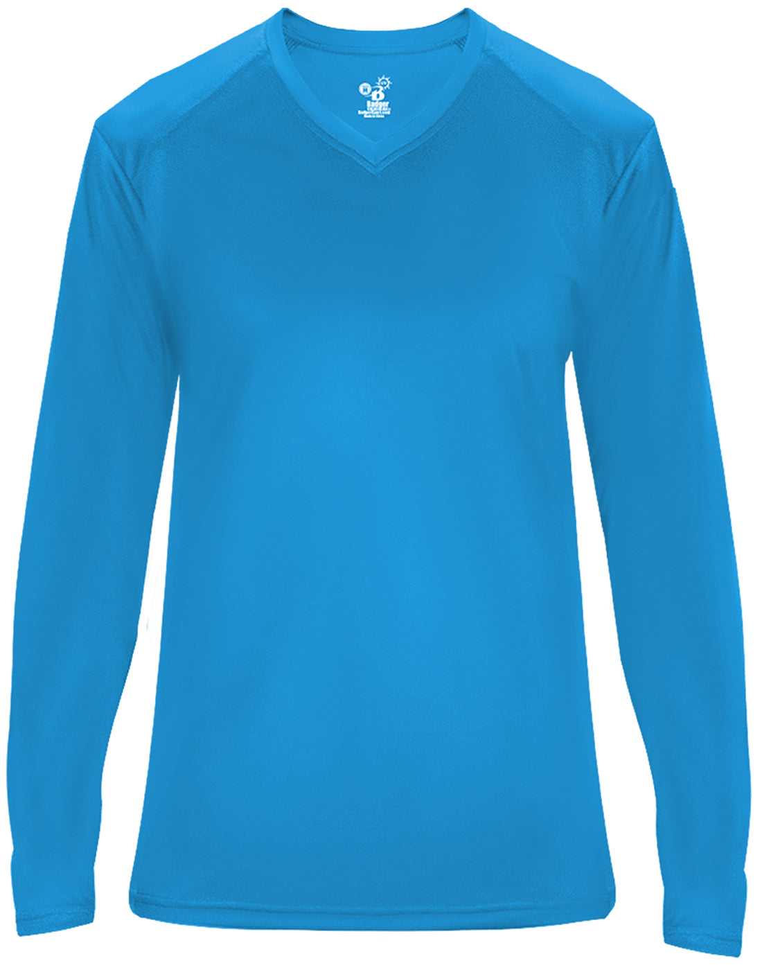 Badger Sport 4064 Ultimate Softlock V-neck Ladies Long Sleeve Tee - Electric Blue - HIT a Double - 1