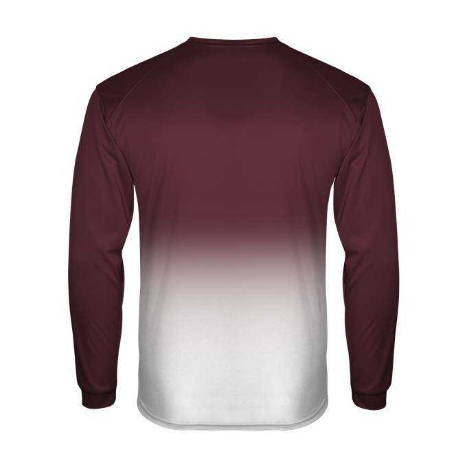 Badger Sport 2204 Ombre Long sleeve Youth Tee - Maroon White - HIT a Double - 1