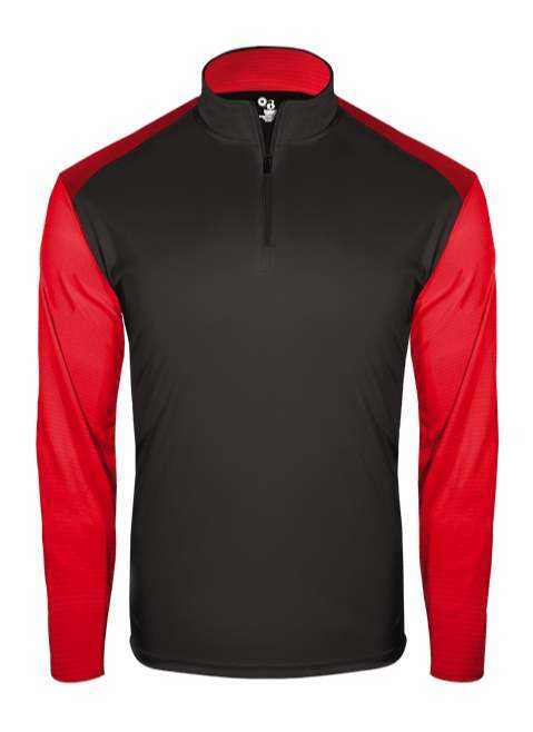 Badger Sport 2231 Breakout Youth 1/4 Zip - Black Red - HIT a Double - 1