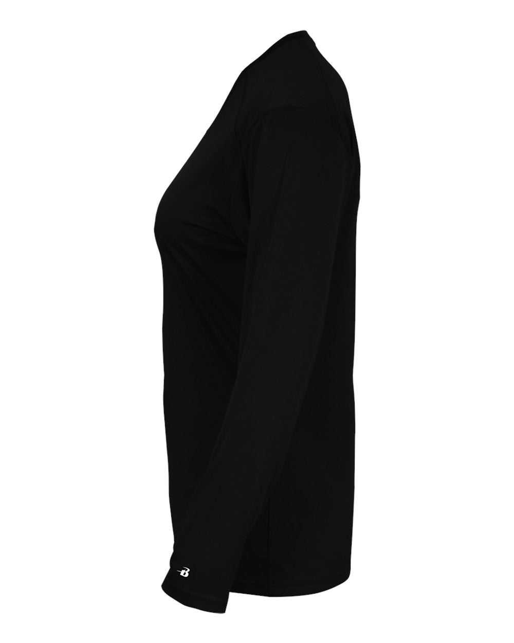 Badger Sport 4064 Ultimate Softlock V-neck Ladies Long Sleeve Tee - Black - HIT a Double - 1
