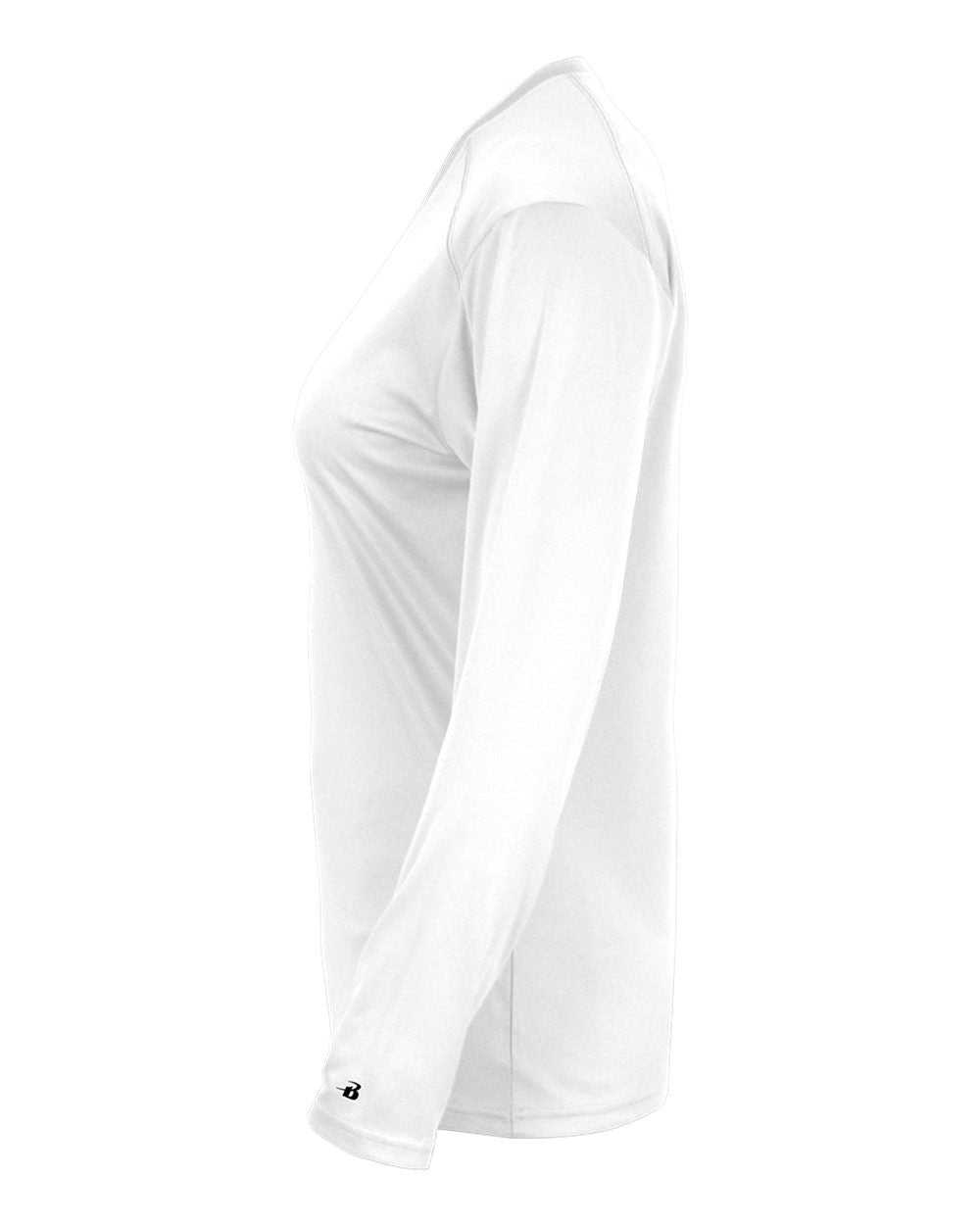 Badger Sport 4064 Ultimate Softlock V-neck Ladies Long Sleeve Tee - White - HIT a Double - 1