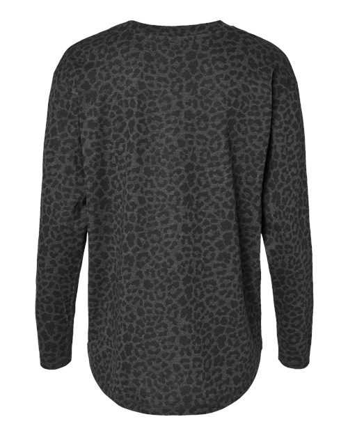 Lat 3508 Ladies' Relaxed Fine Jersey Long Sleeve Tee - Black Leopard - HIT a Double - 1