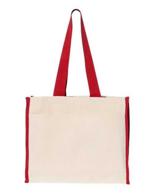Q-Tees Q1100 14L Tote with Contrast-Color Handles - Natural Red - HIT a Double - 1