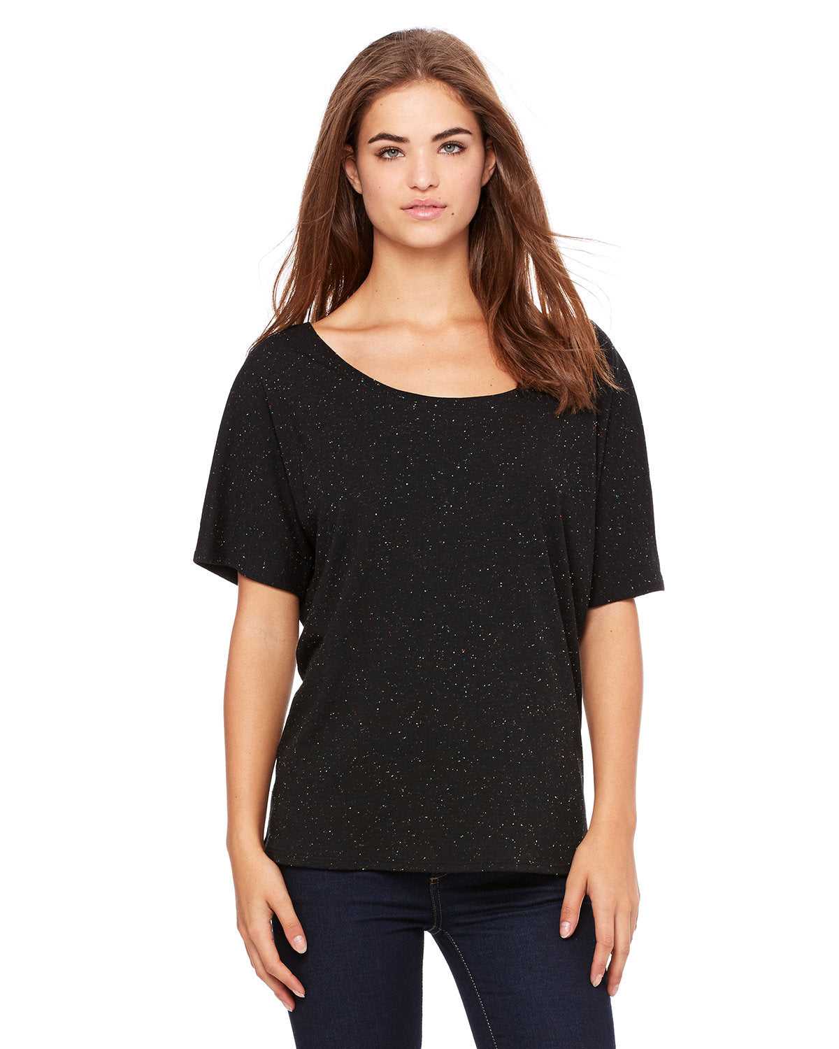 Bella + Canvas 8816 Ladies' Slouchy Scoop-Neck T-Shirt - Black Speckled - HIT a Double - 1