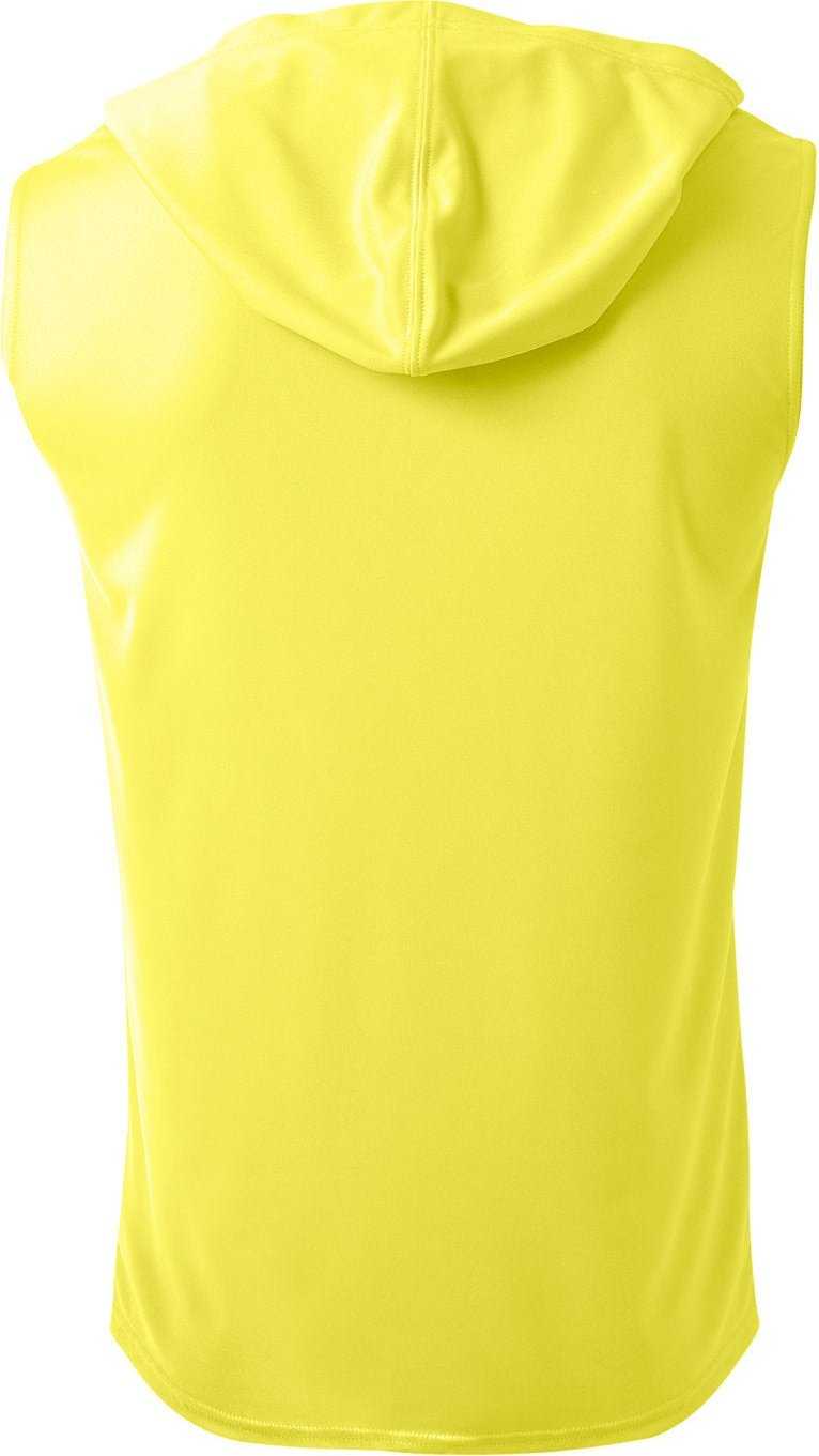 A4 N3410 Men'S Cooling Performance Sleeveless Hooded T-Shirt - SAFETY YELLOW - HIT a Double - 2