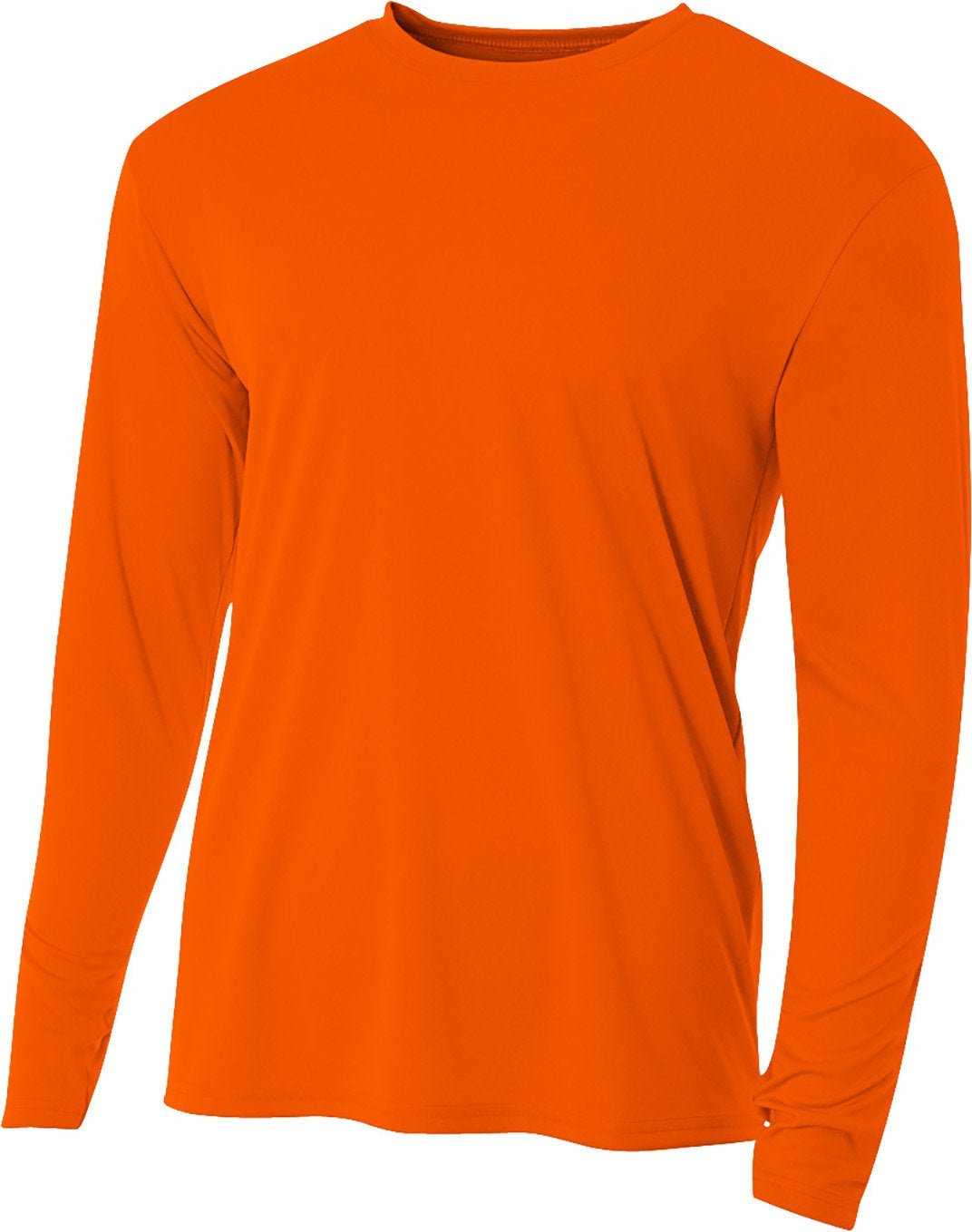 A4 NB3165 Youth Long Sleeve Cooling Performance Crew Shirt - SAFETY ORANGE - HIT a Double - 2