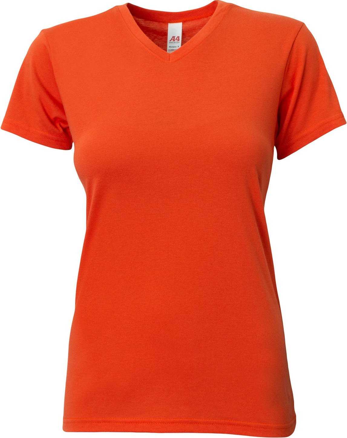 A4 NW3013 Ladies' Softek V-Neck T-Shirt - ATHLETIC ORANGE - HIT a Double - 2