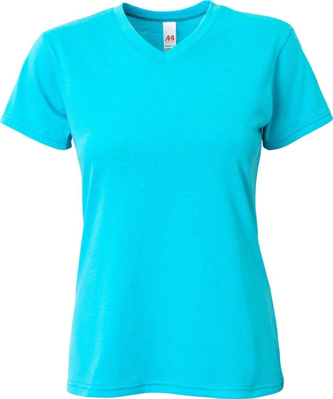 A4 NW3013 Ladies' Softek V-Neck T-Shirt - ELECTRIC BLUE - HIT a Double - 2