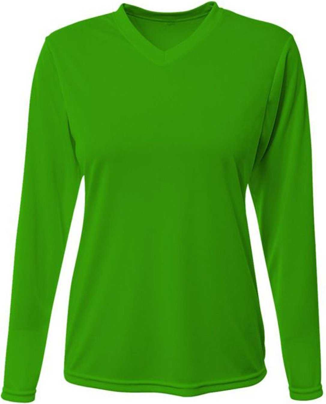 A4 NW3425 Ladies' Long-Sleeve Sprint V-Neck T-Shirt - KELLY - HIT a Double - 2